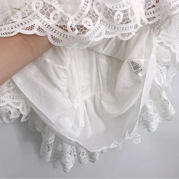 ZIMMERMAN Mae Lace Mini Dress Ivory White US 6 / AU 1 - Picture 8 of 12